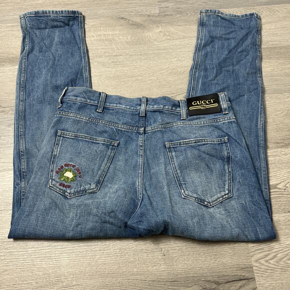 Gucci Tapered Faded-Wash Denim Jeans Size 34 - Picture 4 of 10